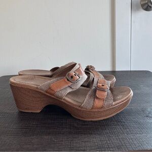 Dansko Jessie Sand Lizard Slides Clogs Buckle Sandals